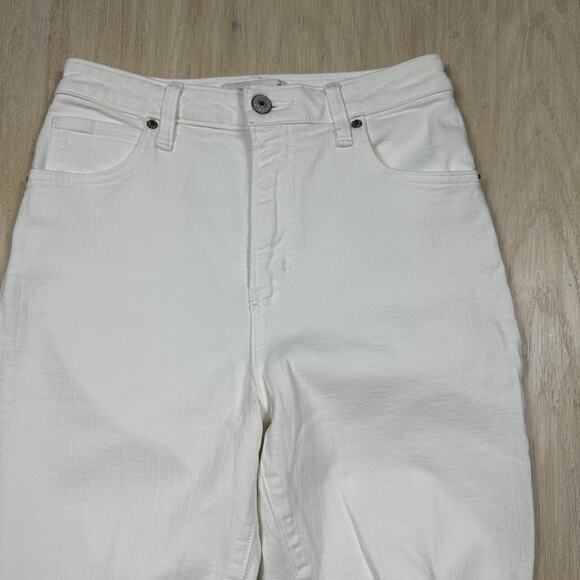 Abercrombie & Fitch Curve High Rise Super Skinny Ankle White Distressed Jeans 27 - Picture 2 of 13